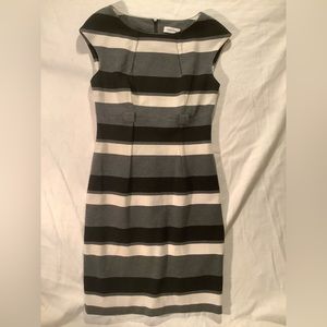 Calvin Klein Black, Gray, and Cream Striped Dress  Size 4